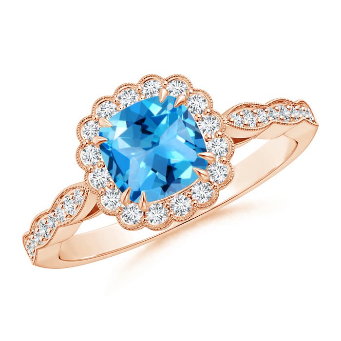 AAAA - Swiss Blue Topaz / 1.35 CT / 14 KT Rose Gold