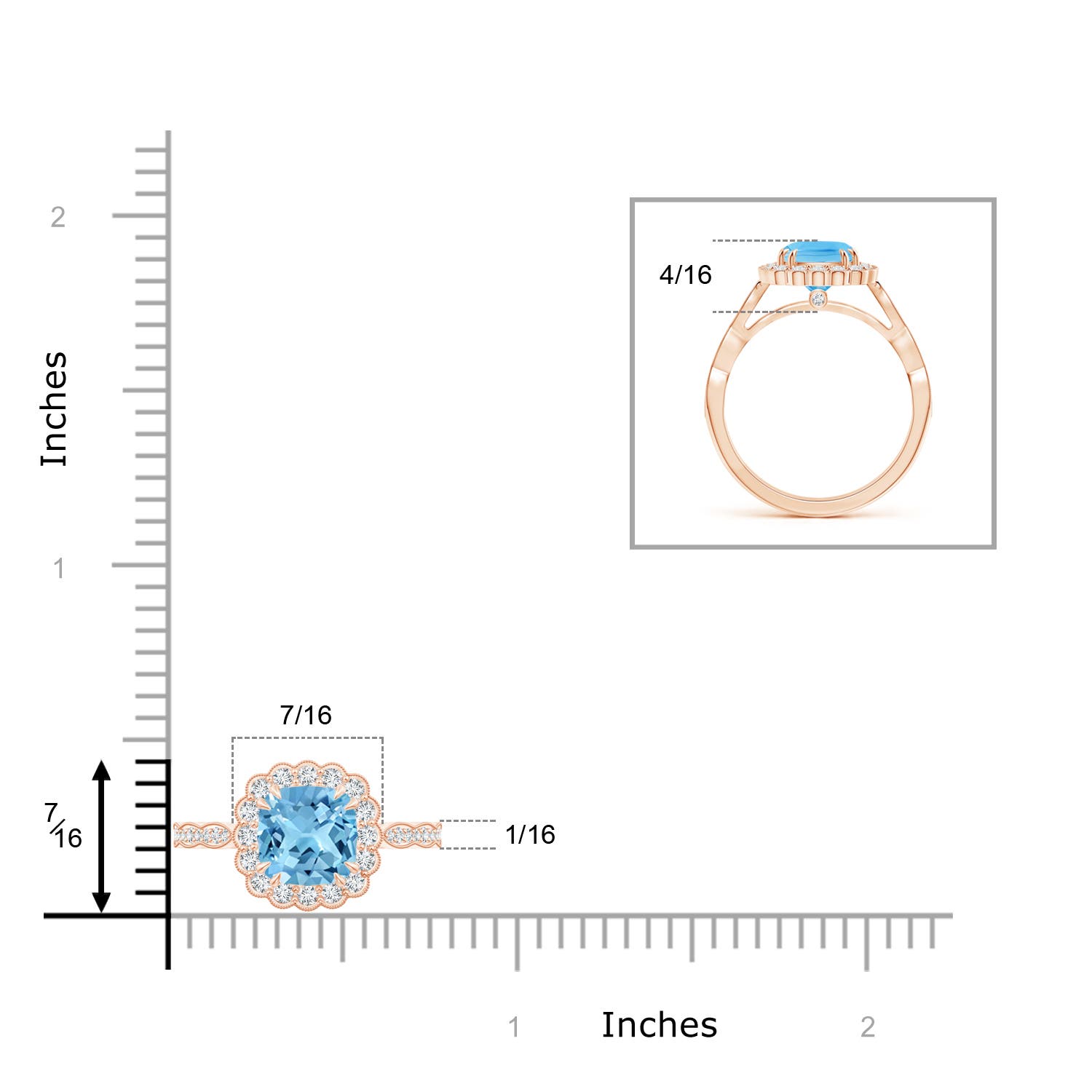 A - Swiss Blue Topaz / 2.21 CT / 14 KT Rose Gold