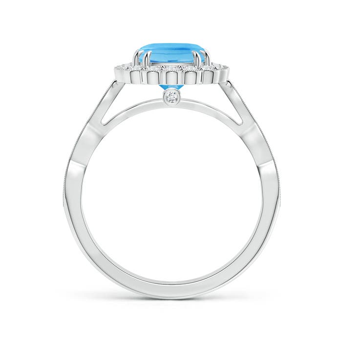 A - Swiss Blue Topaz / 2.21 CT / 14 KT White Gold