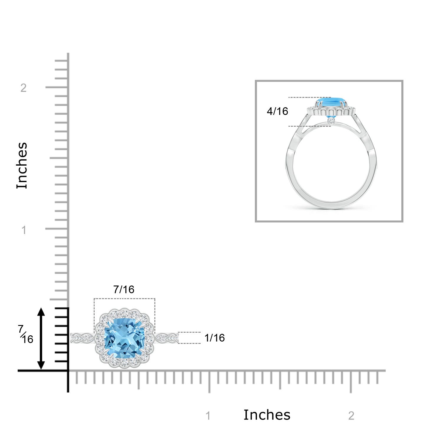 A - Swiss Blue Topaz / 2.21 CT / 14 KT White Gold