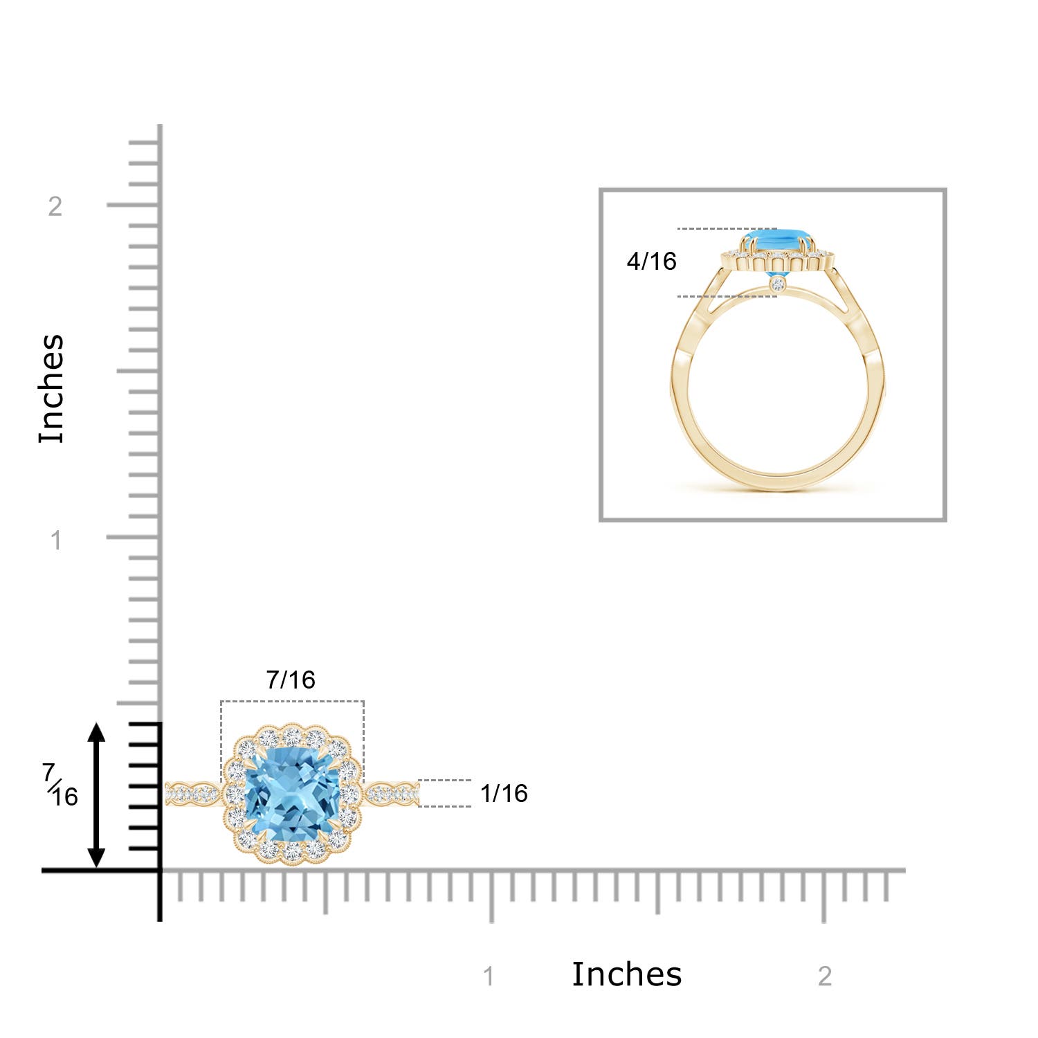 A - Swiss Blue Topaz / 2.21 CT / 14 KT Yellow Gold