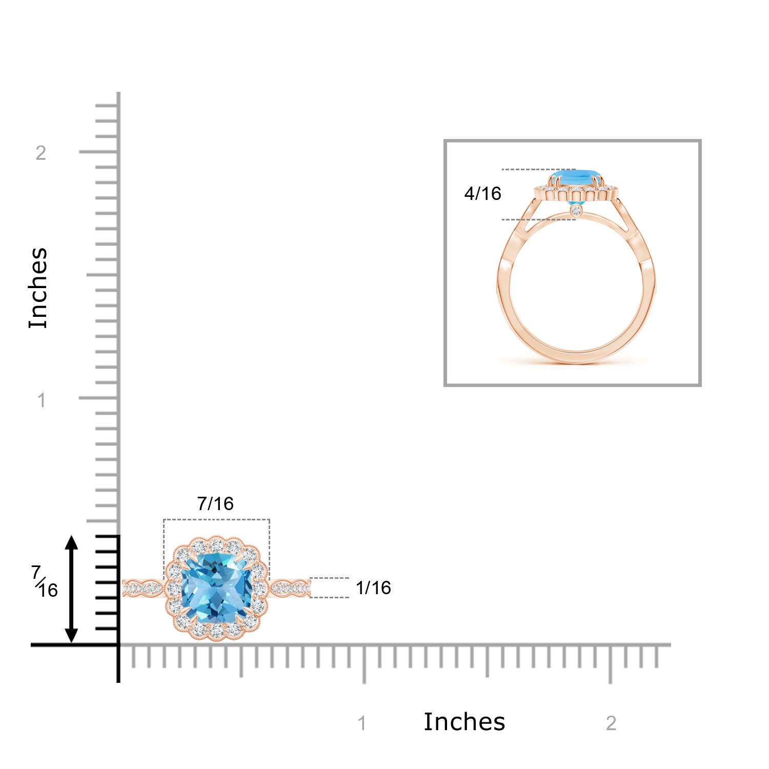 AA - Swiss Blue Topaz / 2.21 CT / 14 KT Rose Gold