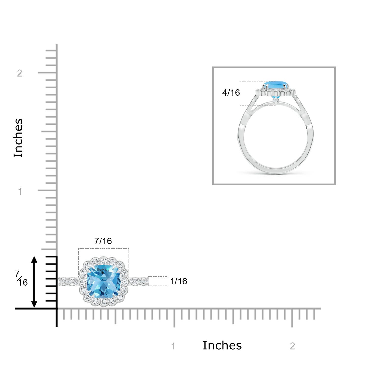 AA - Swiss Blue Topaz / 2.21 CT / 14 KT White Gold