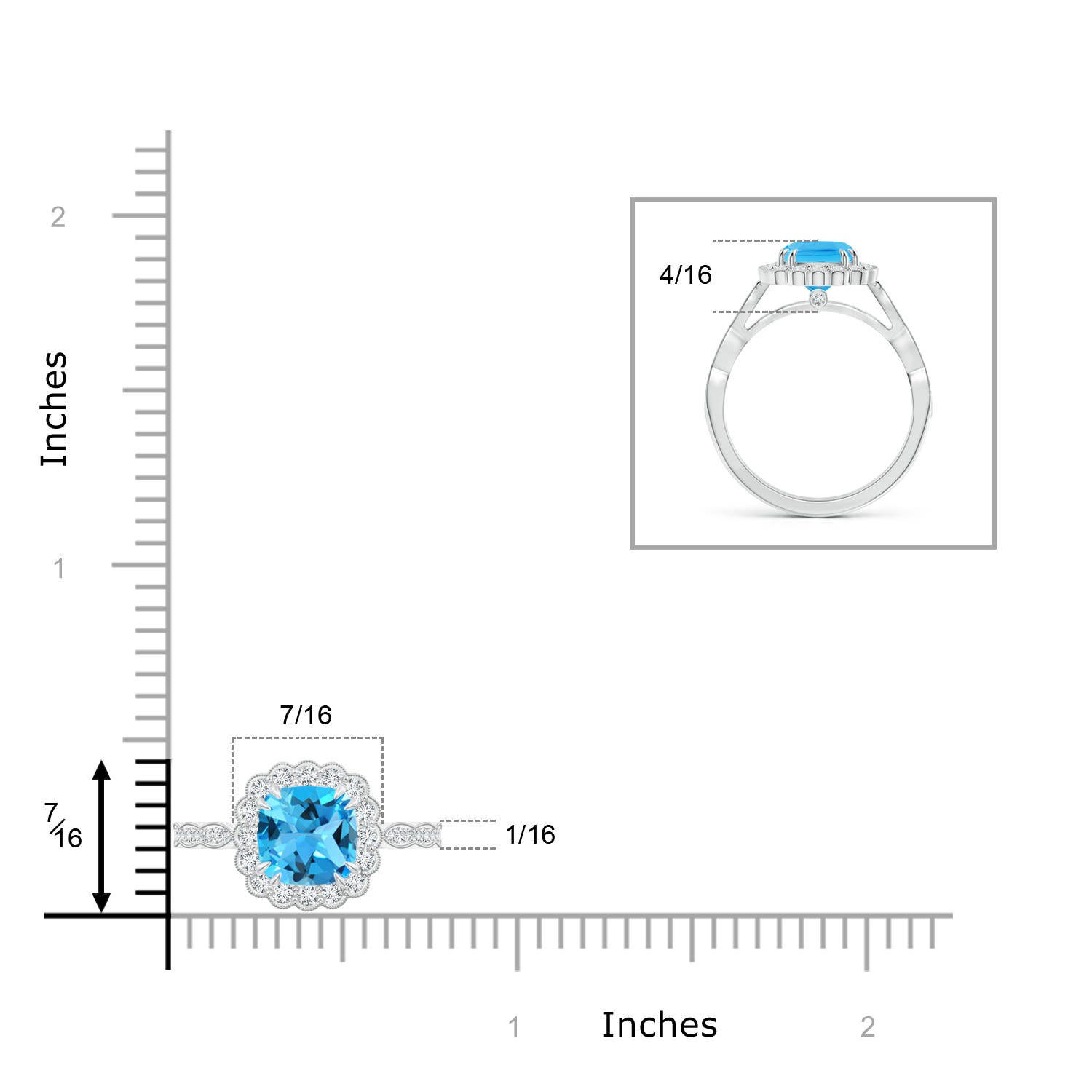 AAA - Swiss Blue Topaz / 2.21 CT / 14 KT White Gold