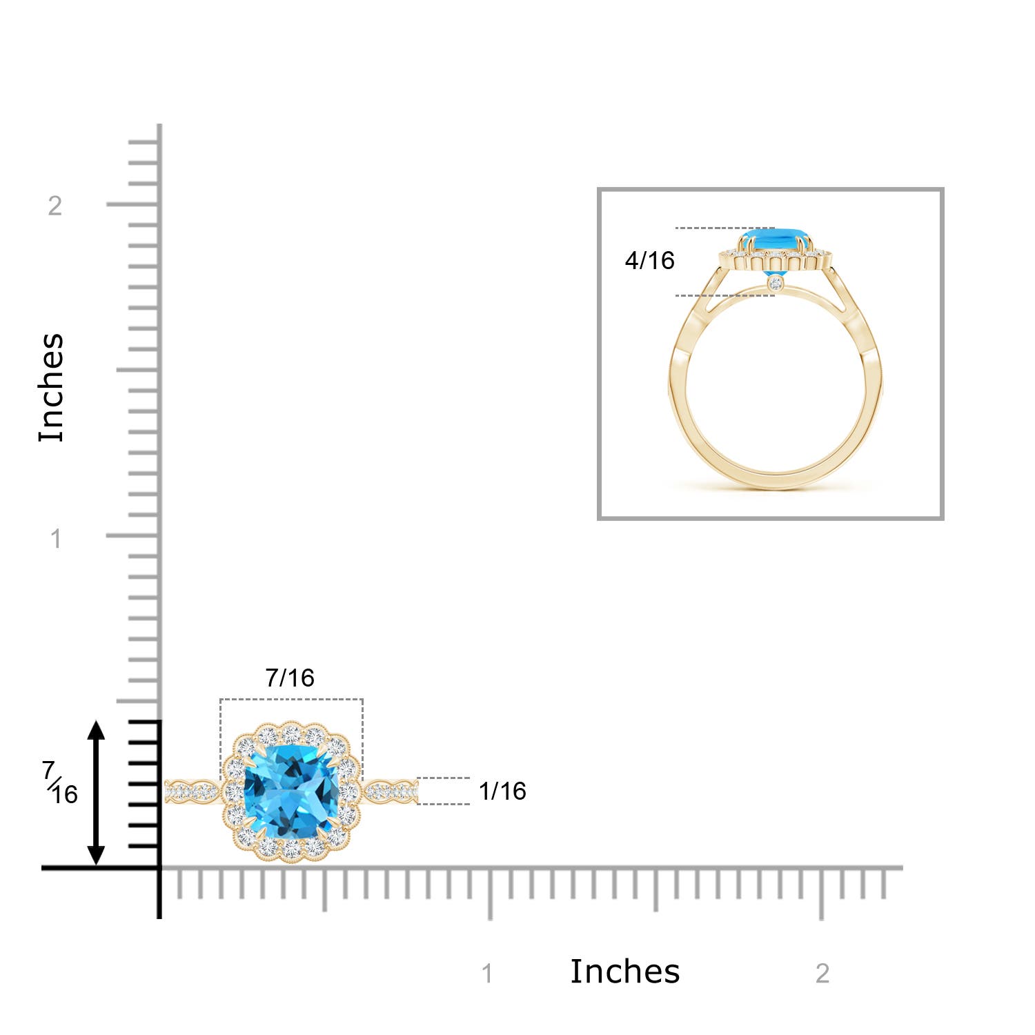 AAA - Swiss Blue Topaz / 2.21 CT / 14 KT Yellow Gold