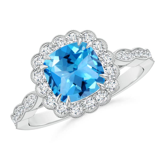 AAAA - Swiss Blue Topaz / 2.21 CT / 14 KT White Gold