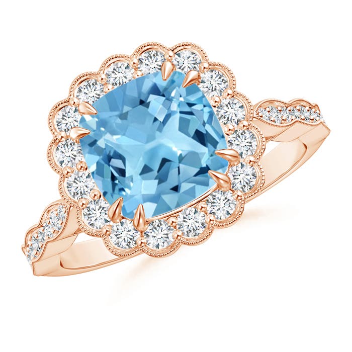 A - Swiss Blue Topaz / 3 CT / 14 KT Rose Gold