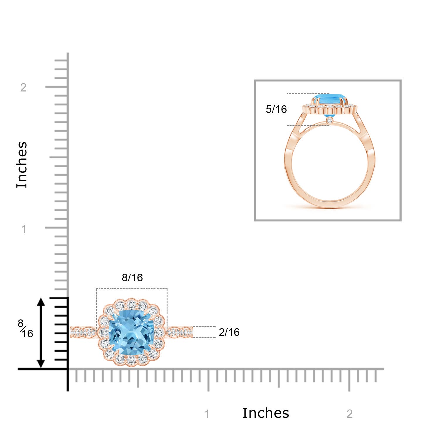 A - Swiss Blue Topaz / 3 CT / 14 KT Rose Gold