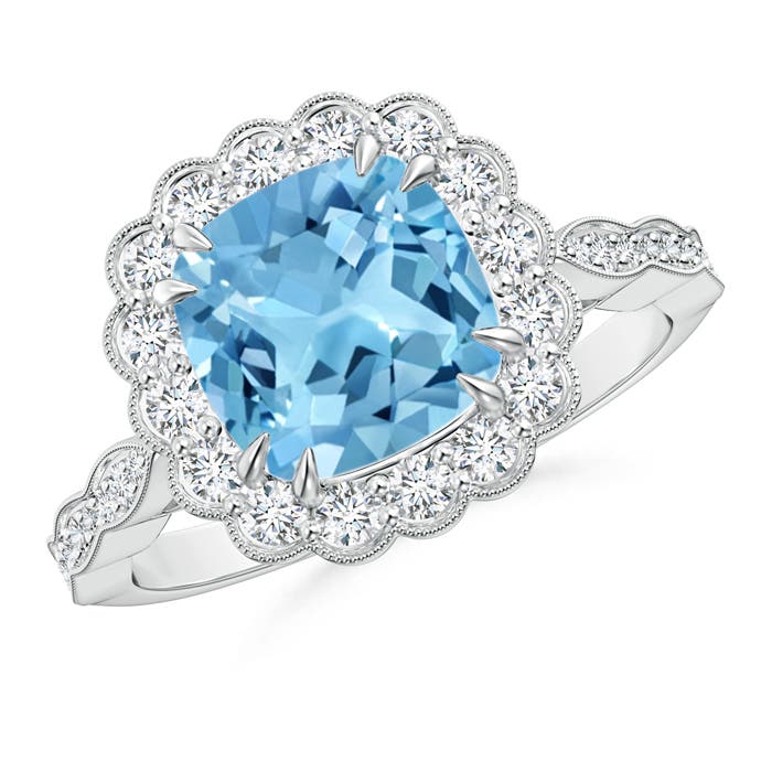 A - Swiss Blue Topaz / 3 CT / 14 KT White Gold