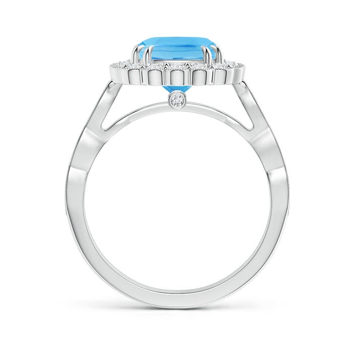 A - Swiss Blue Topaz / 3 CT / 14 KT White Gold