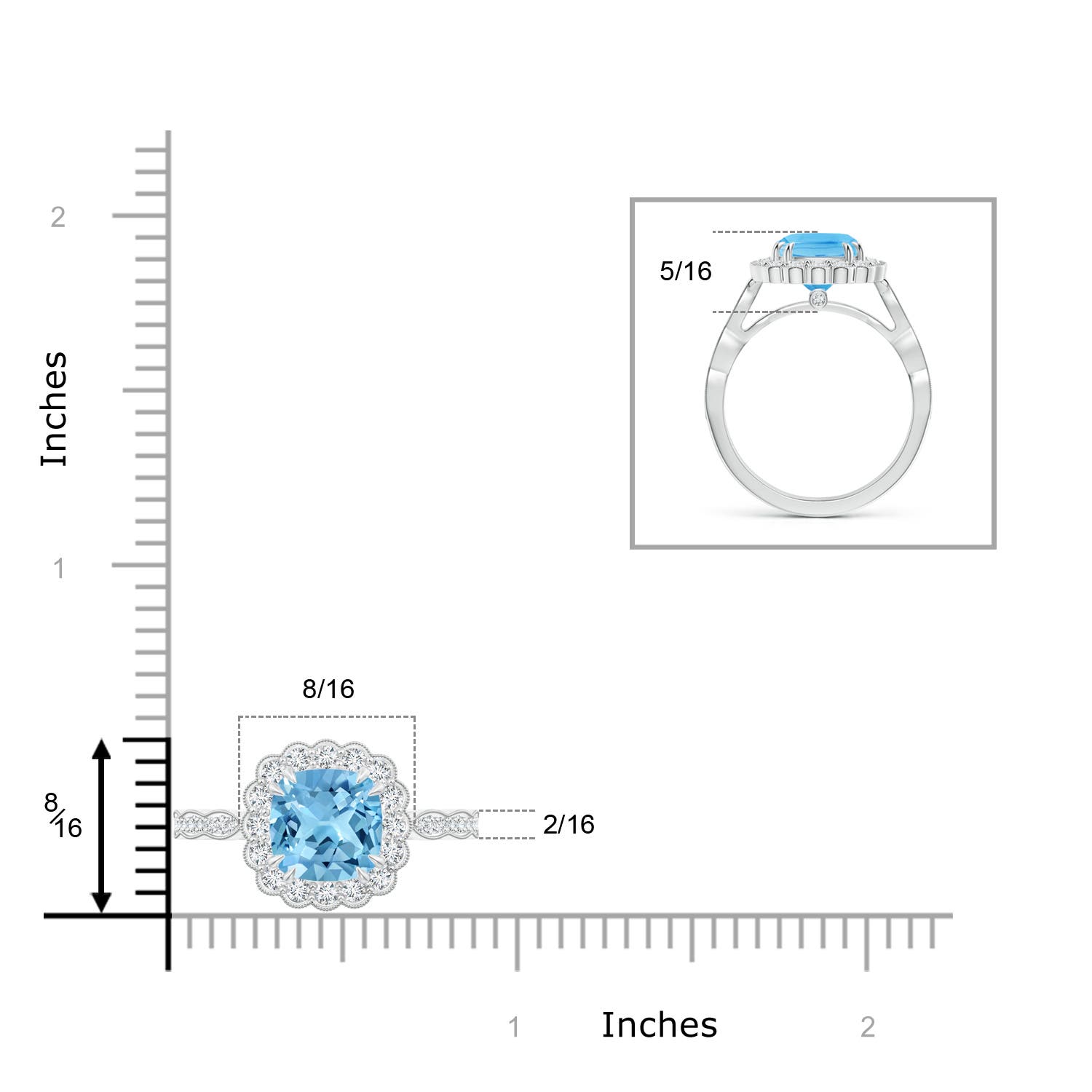 A - Swiss Blue Topaz / 3 CT / 14 KT White Gold