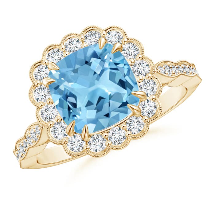 A - Swiss Blue Topaz / 3 CT / 14 KT Yellow Gold