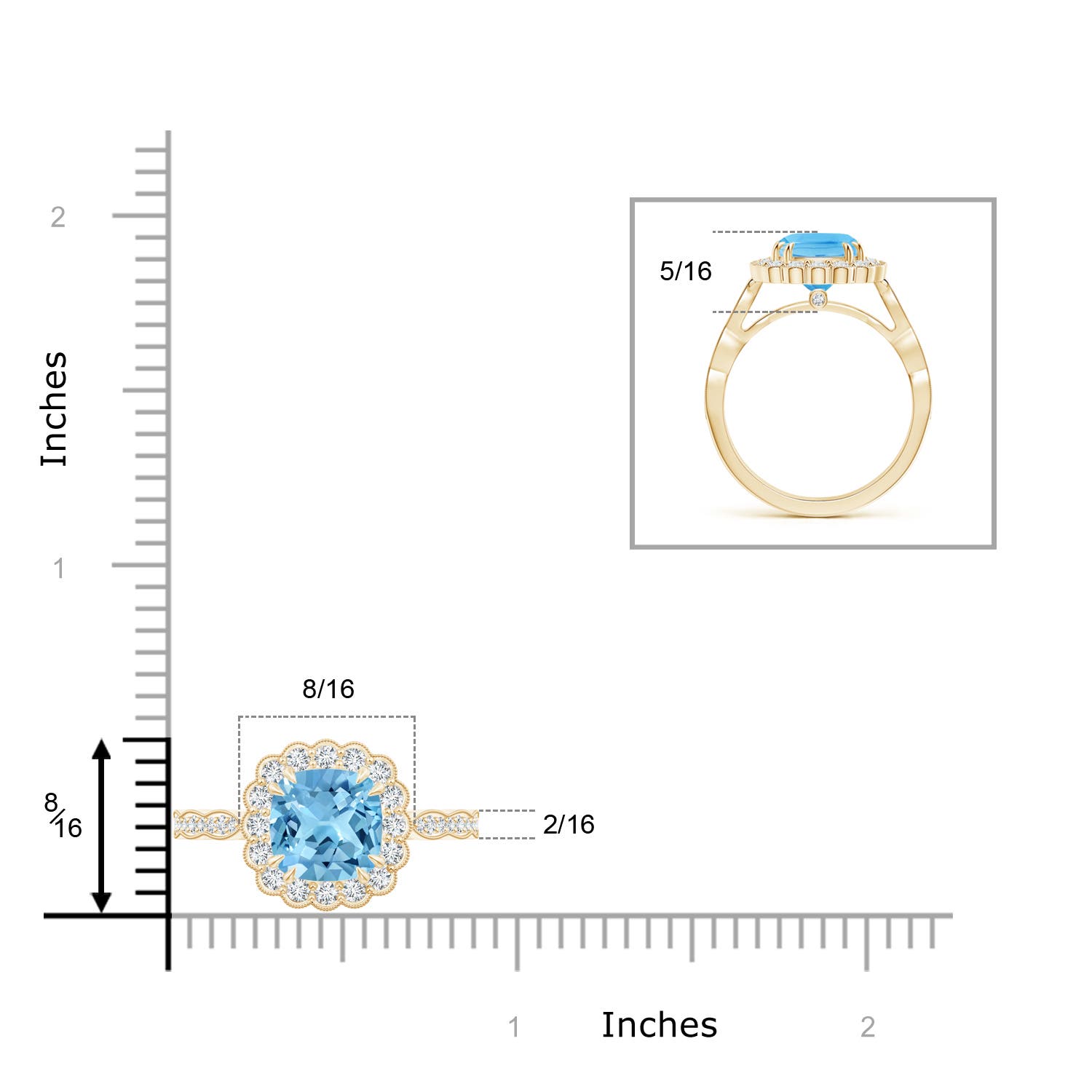 A - Swiss Blue Topaz / 3 CT / 14 KT Yellow Gold