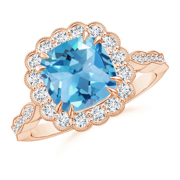 AA - Swiss Blue Topaz / 3 CT / 14 KT Rose Gold