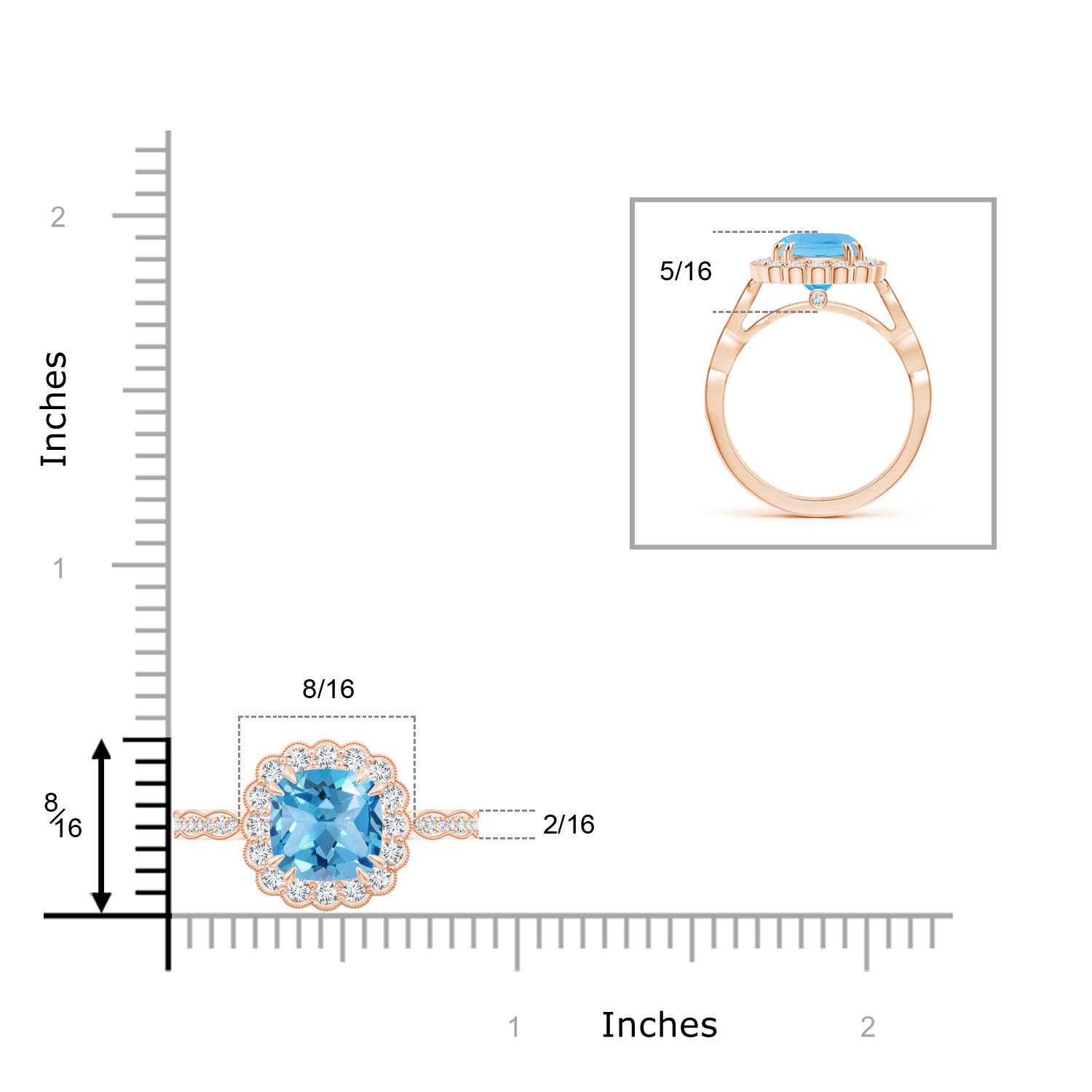 AA - Swiss Blue Topaz / 3 CT / 14 KT Rose Gold