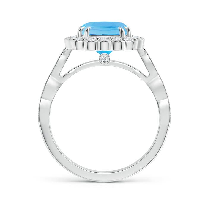 AA - Swiss Blue Topaz / 3 CT / 14 KT White Gold