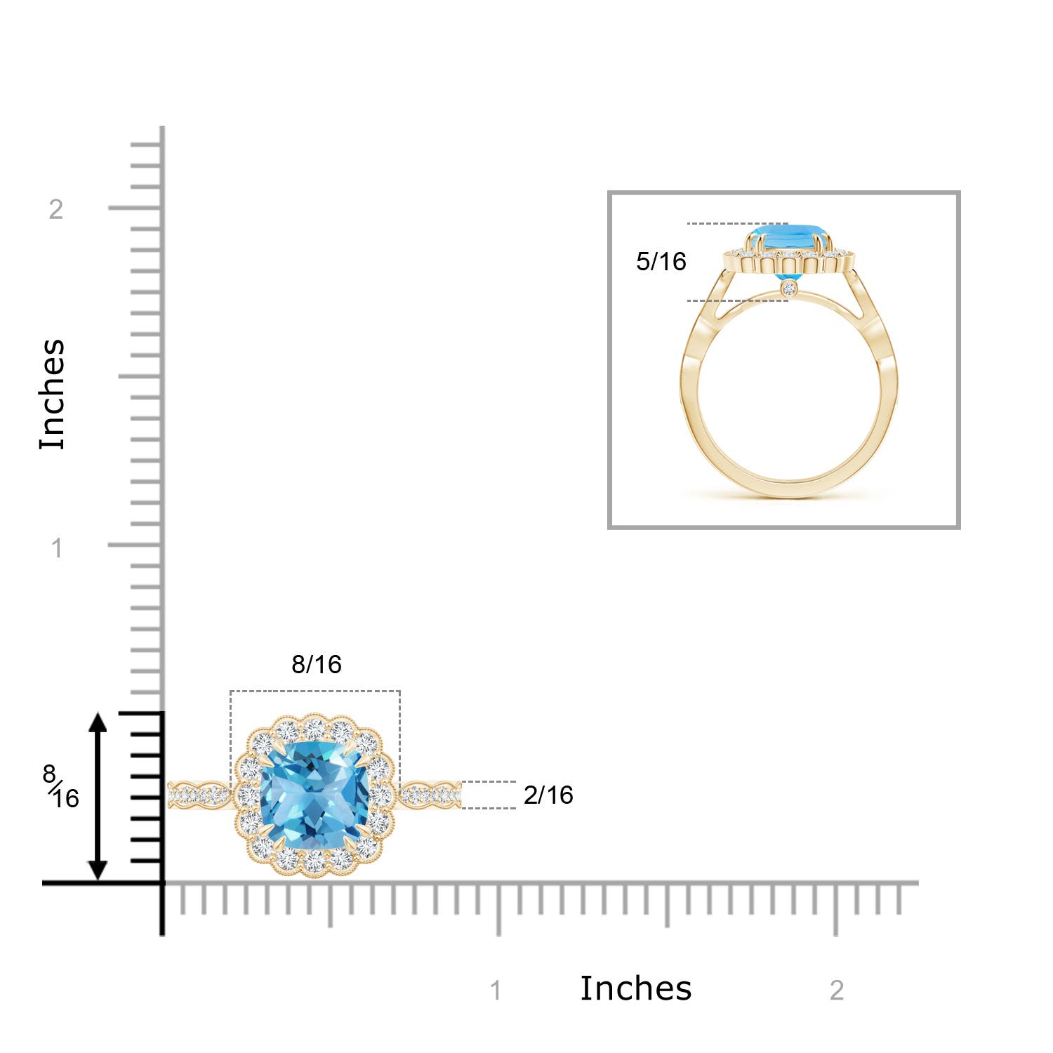 AA - Swiss Blue Topaz / 3 CT / 14 KT Yellow Gold