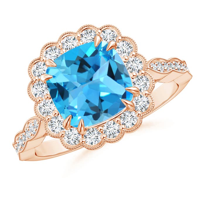 AAA - Swiss Blue Topaz / 3 CT / 14 KT Rose Gold