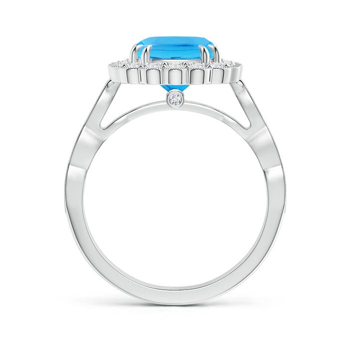 AAA - Swiss Blue Topaz / 3 CT / 14 KT White Gold