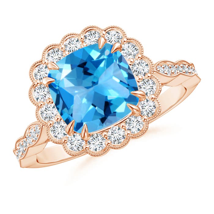 AAAA - Swiss Blue Topaz / 3 CT / 14 KT Rose Gold