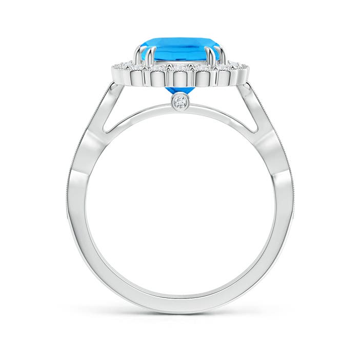 AAAA - Swiss Blue Topaz / 3 CT / 14 KT White Gold