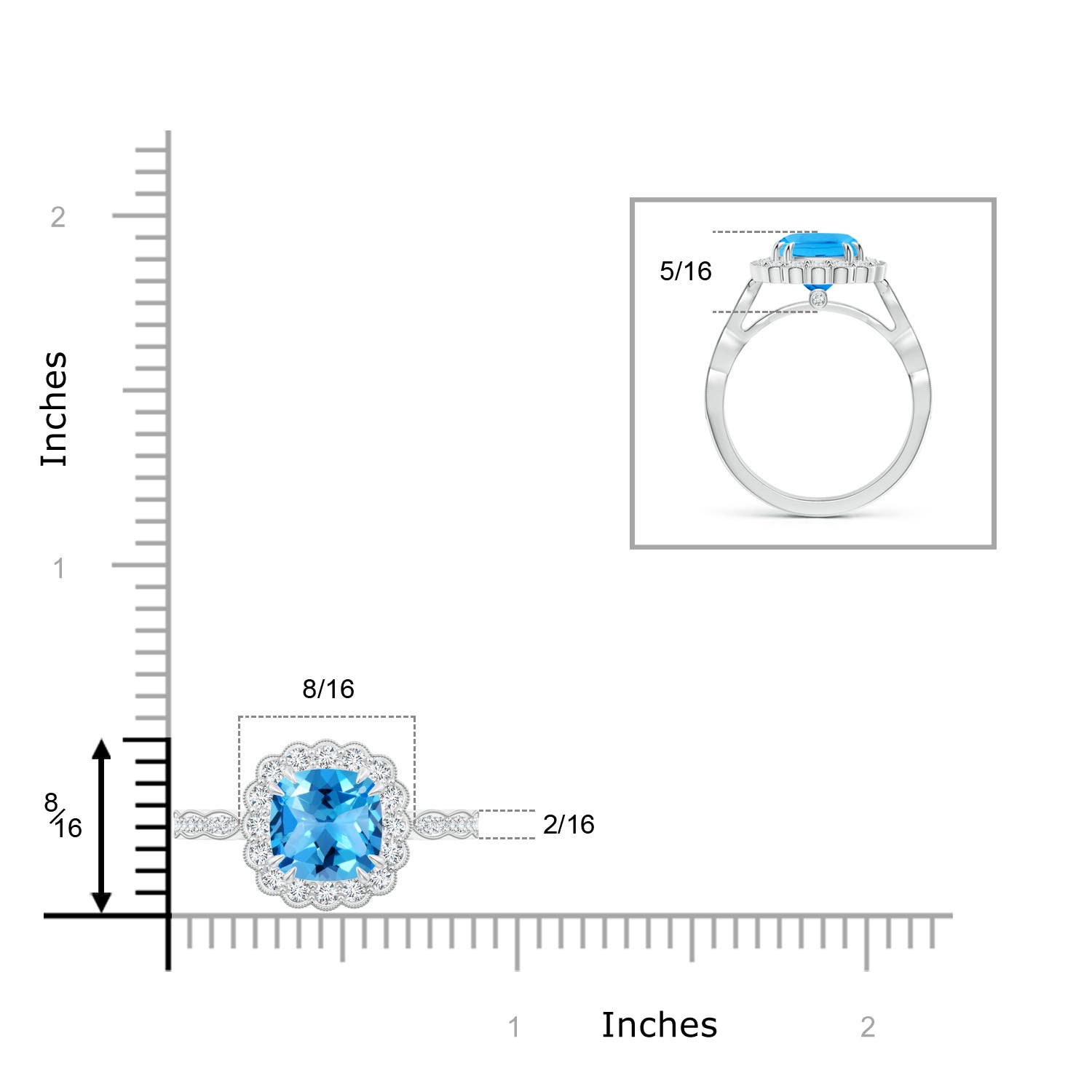 AAAA - Swiss Blue Topaz / 3 CT / 14 KT White Gold