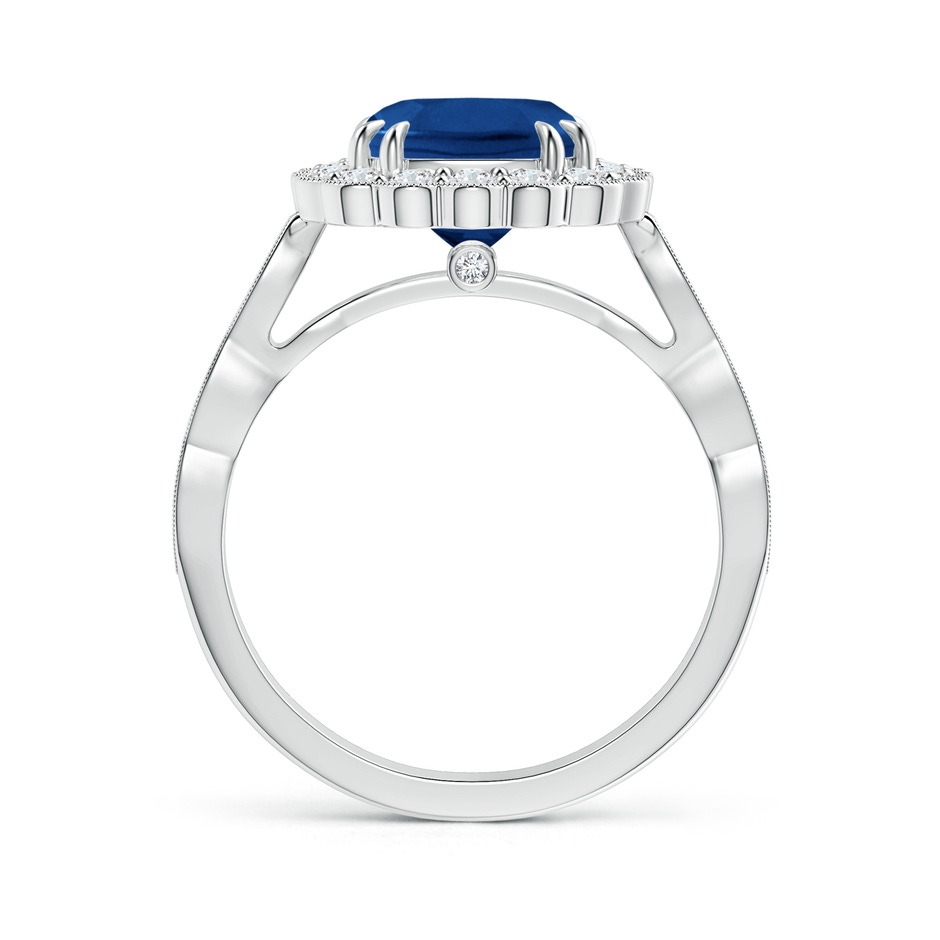 8.76x8.58x6.00mm AAAA GIA Certified Cushion Blue Sapphire Ring with Floral Halo in 18K White Gold side 199