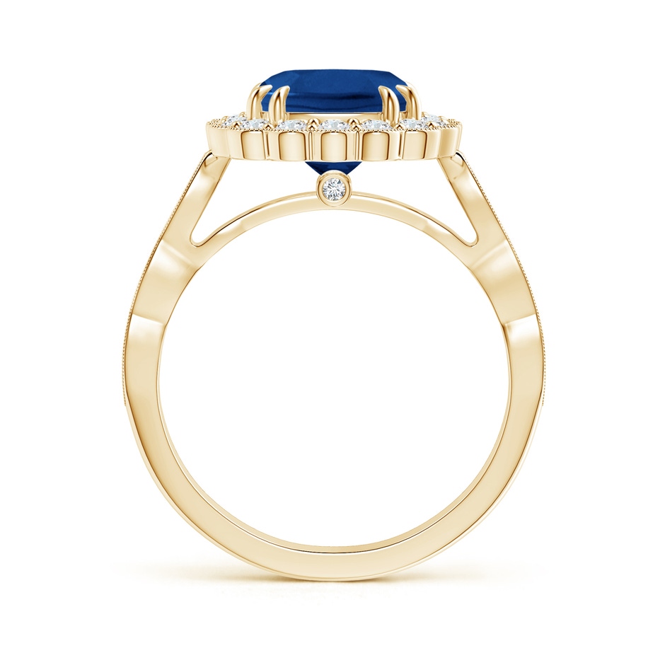 8.76x8.58x6.00mm AAAA GIA Certified Cushion Blue Sapphire Ring with Floral Halo in Yellow Gold side 199