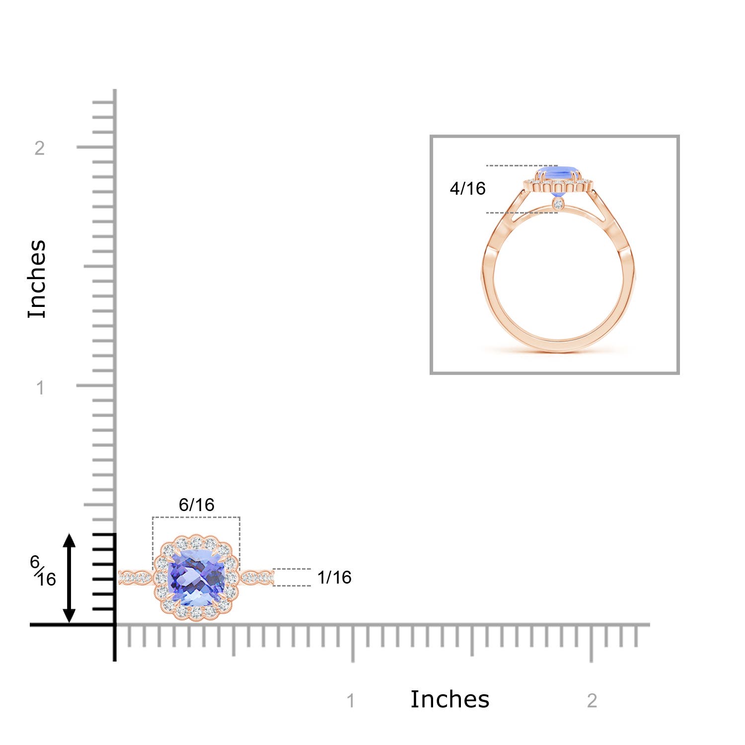 A - Tanzanite / 1.3 CT / 14 KT Rose Gold