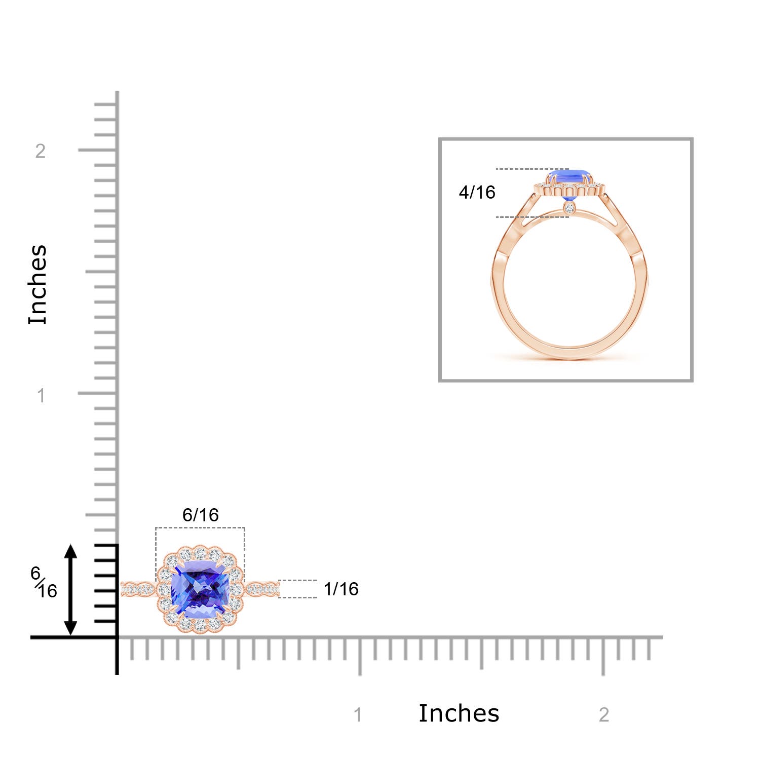 AA - Tanzanite / 1.3 CT / 14 KT Rose Gold