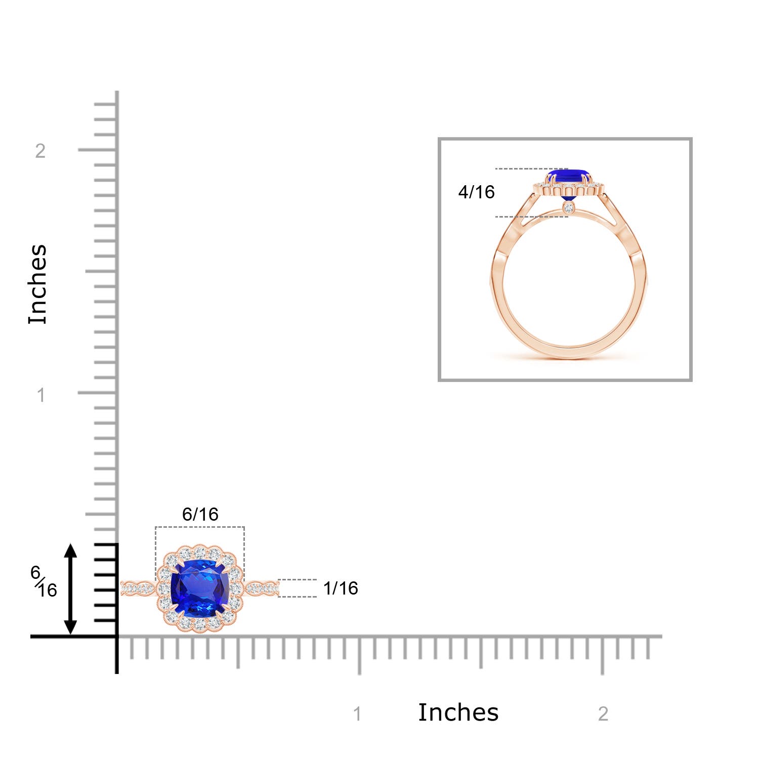 AAA - Tanzanite / 1.3 CT / 14 KT Rose Gold