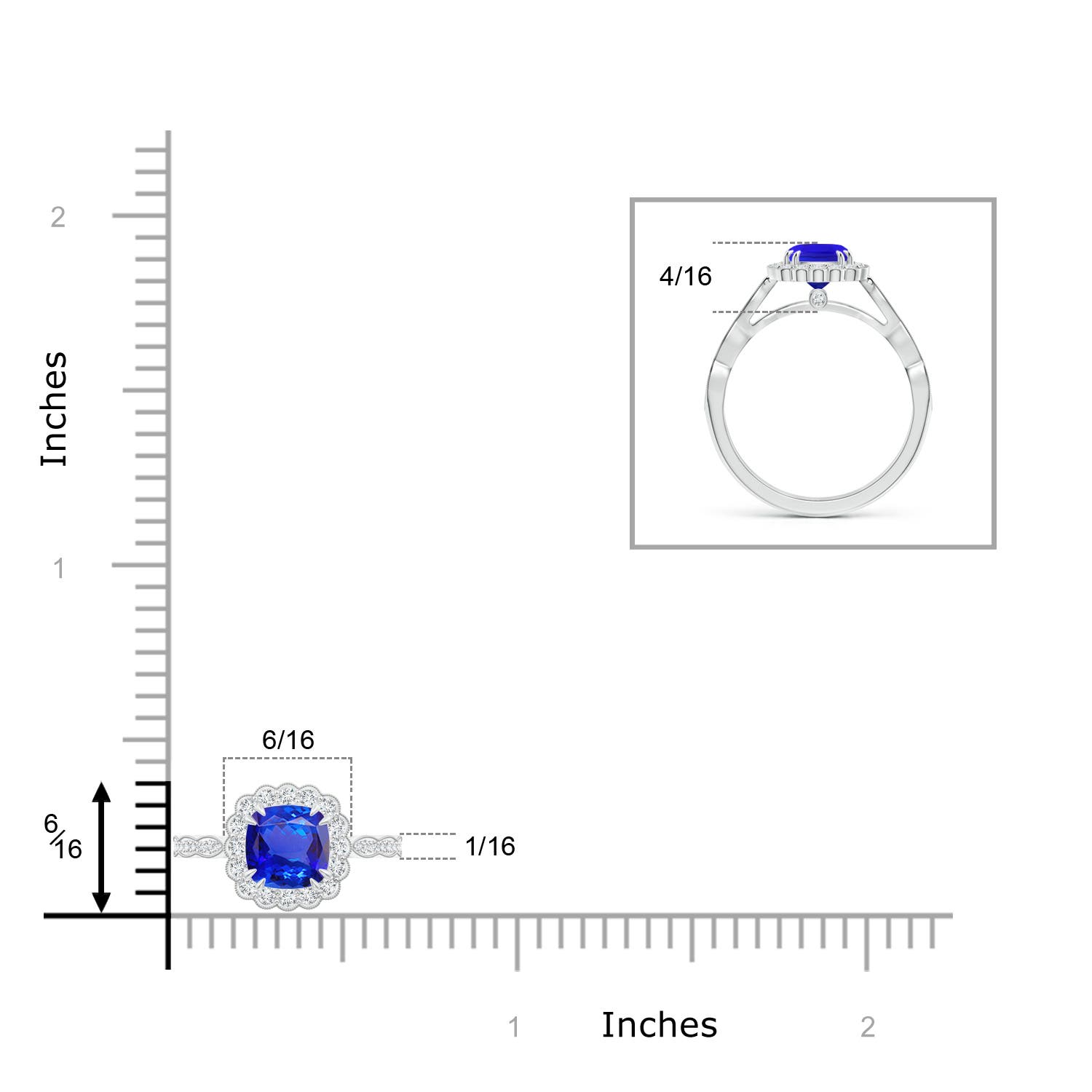 AAA - Tanzanite / 1.3 CT / 14 KT White Gold