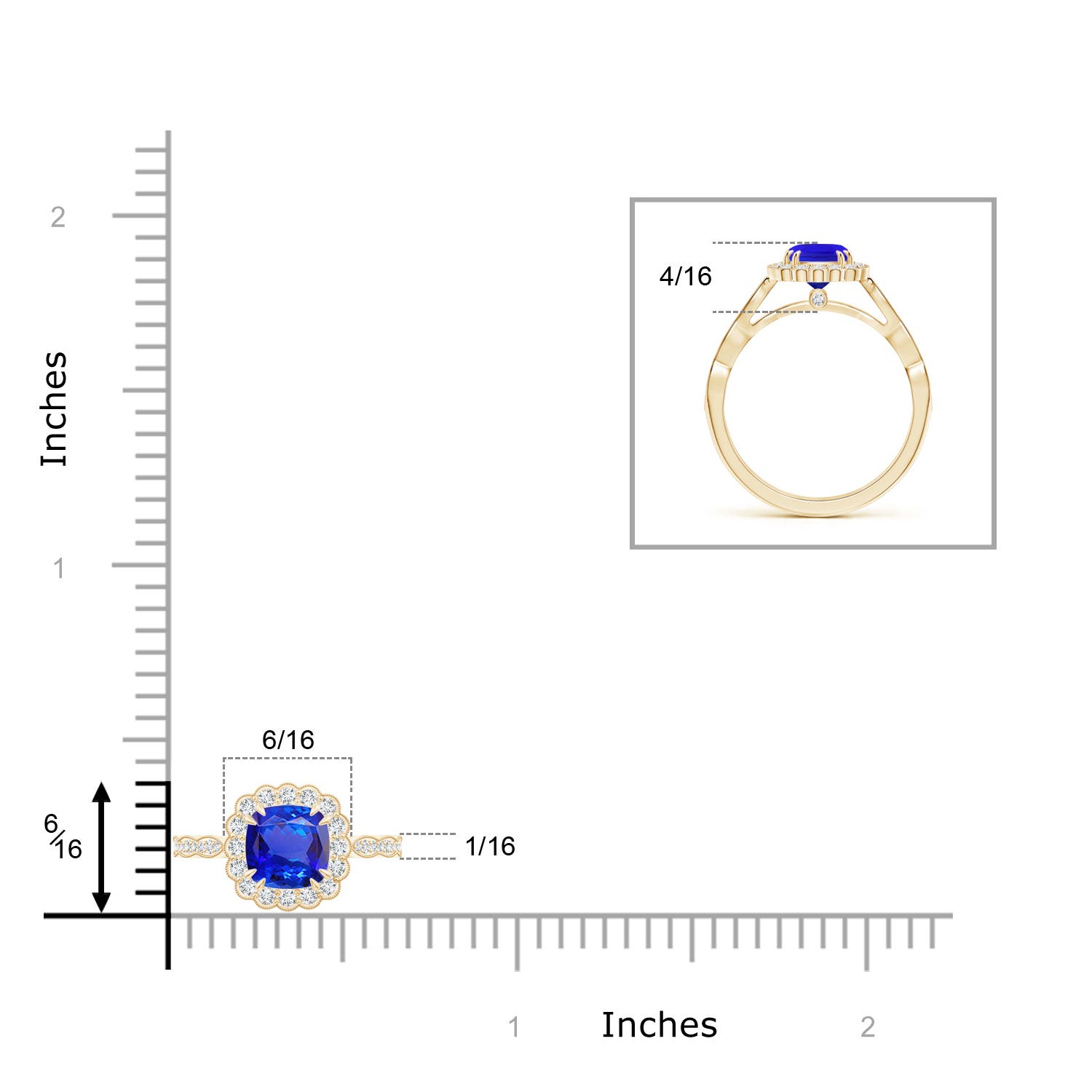 AAA - Tanzanite / 1.3 CT / 14 KT Yellow Gold