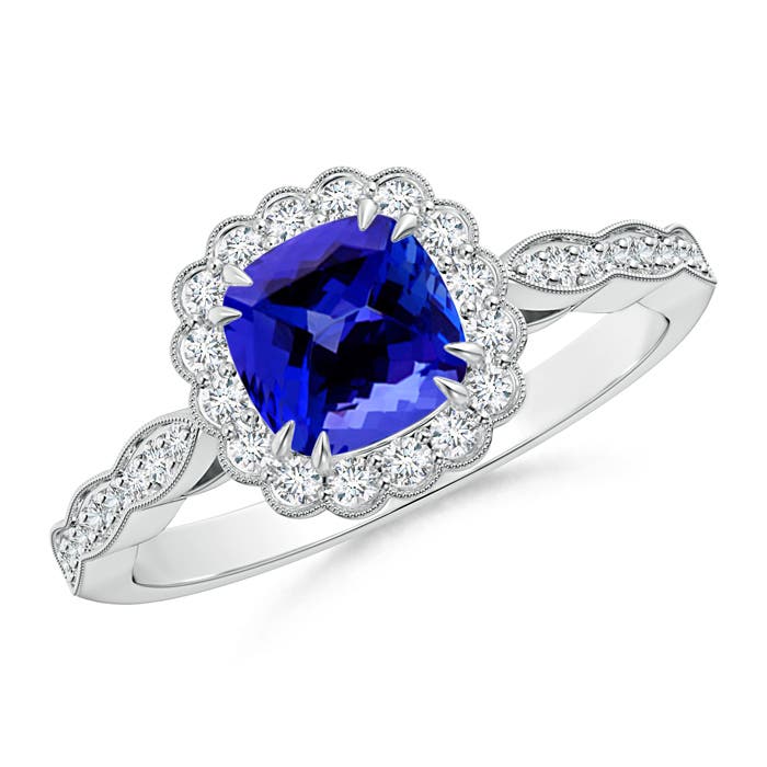 AAAA - Tanzanite / 1.3 CT / 14 KT White Gold