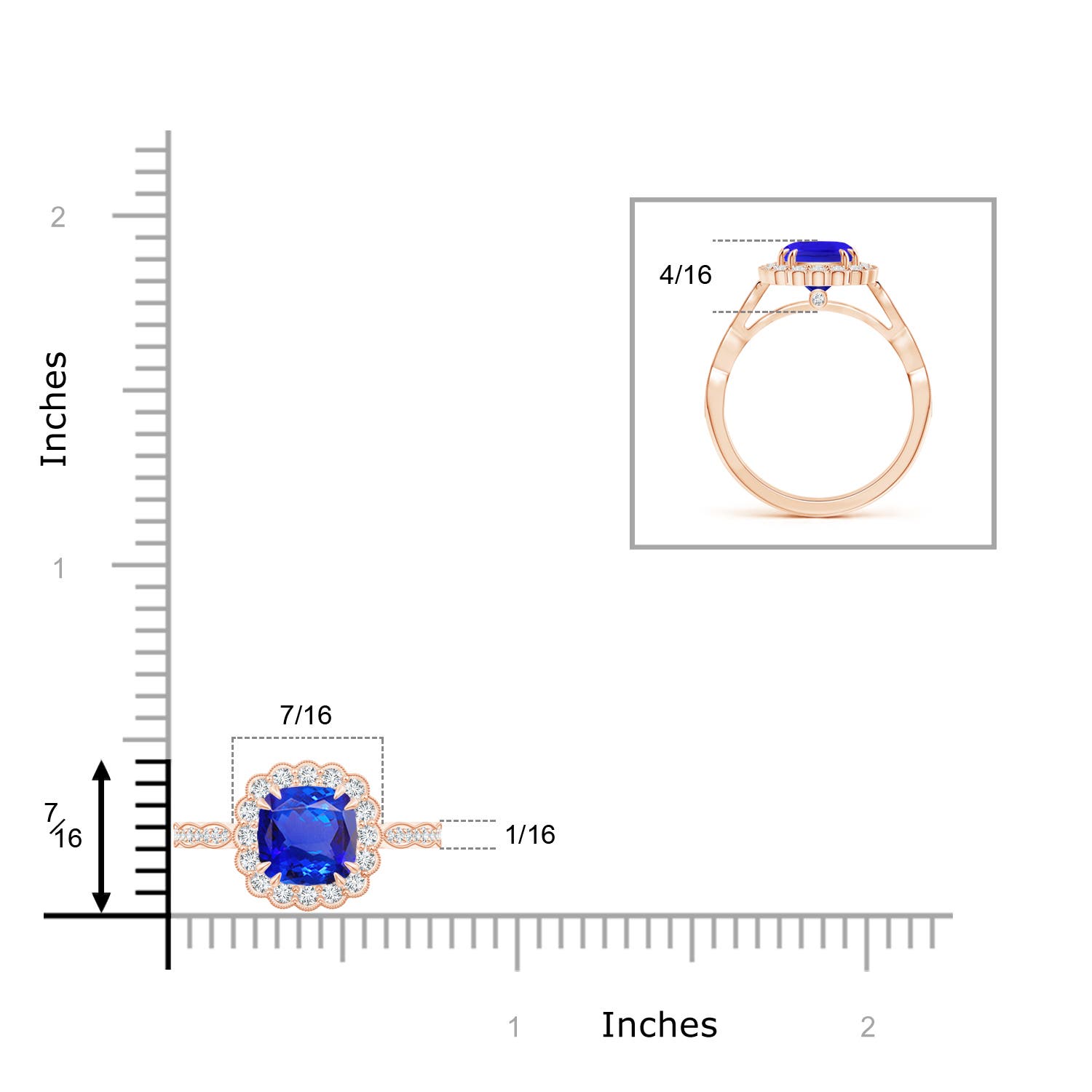 AAA - Tanzanite / 1.86 CT / 14 KT Rose Gold