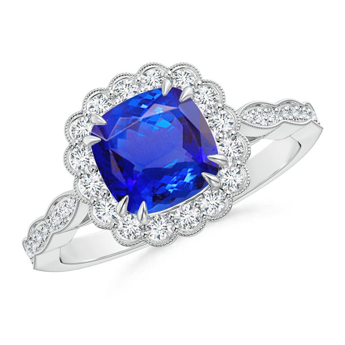 AAA - Tanzanite / 1.86 CT / 14 KT White Gold