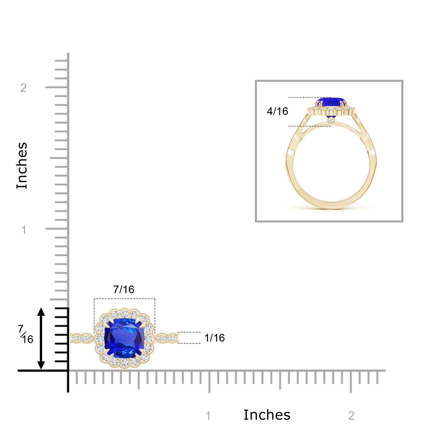 AAA - Tanzanite / 1.86 CT / 14 KT Yellow Gold