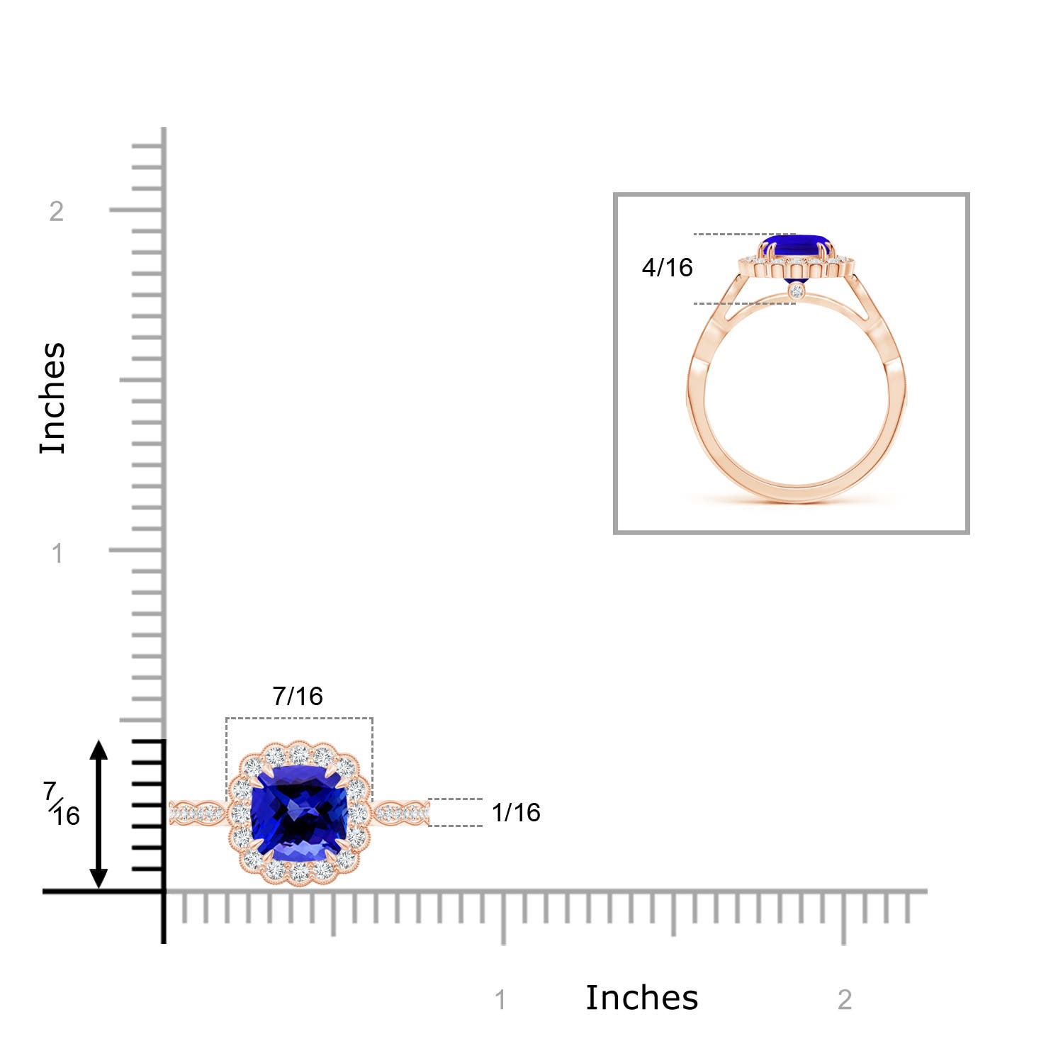 AAAA - Tanzanite / 1.86 CT / 14 KT Rose Gold