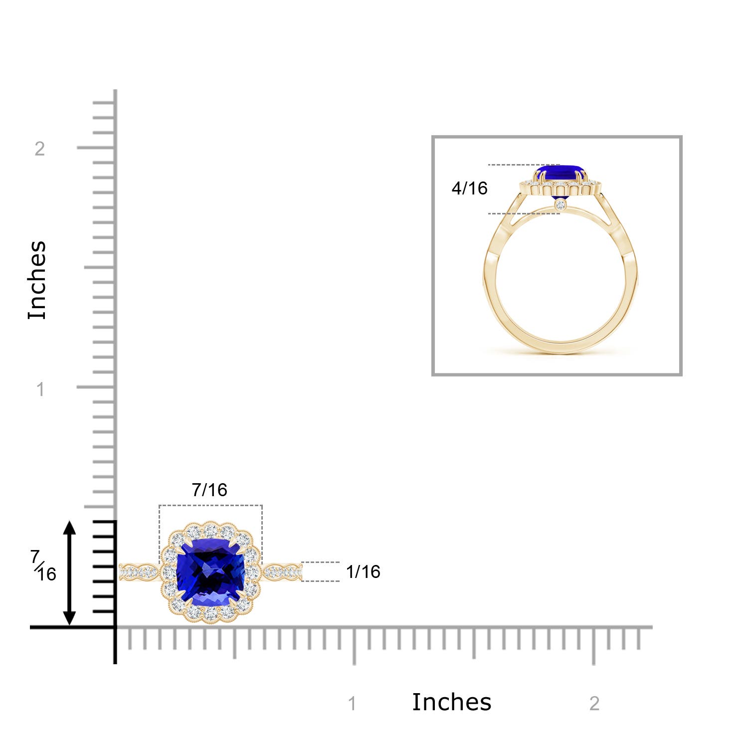 AAAA - Tanzanite / 1.86 CT / 14 KT Yellow Gold