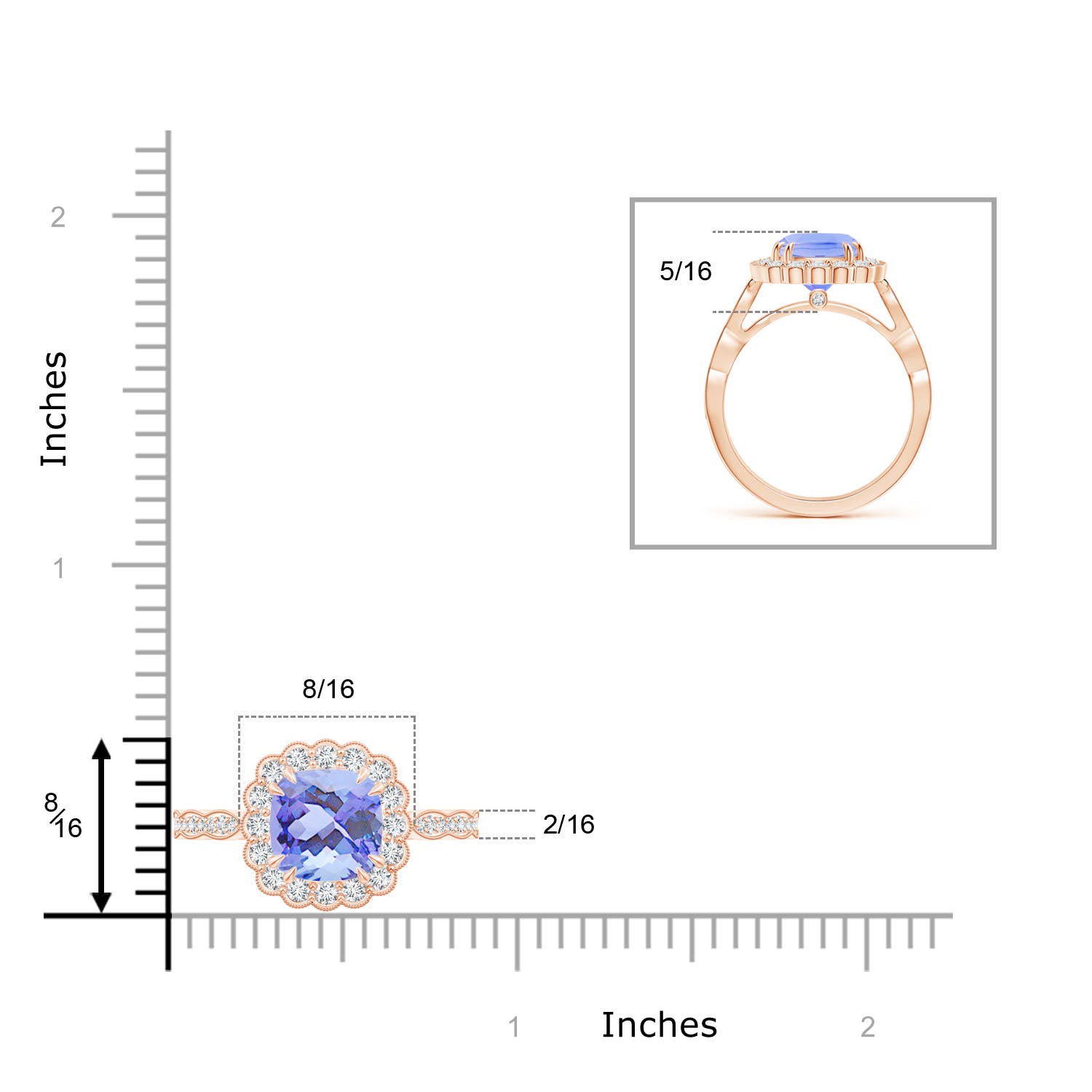 A - Tanzanite / 2.65 CT / 14 KT Rose Gold