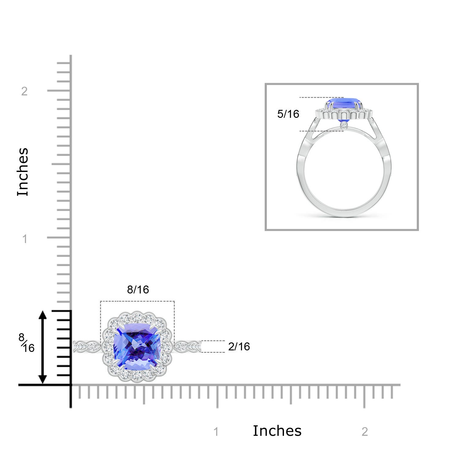 AA - Tanzanite / 2.65 CT / 14 KT White Gold