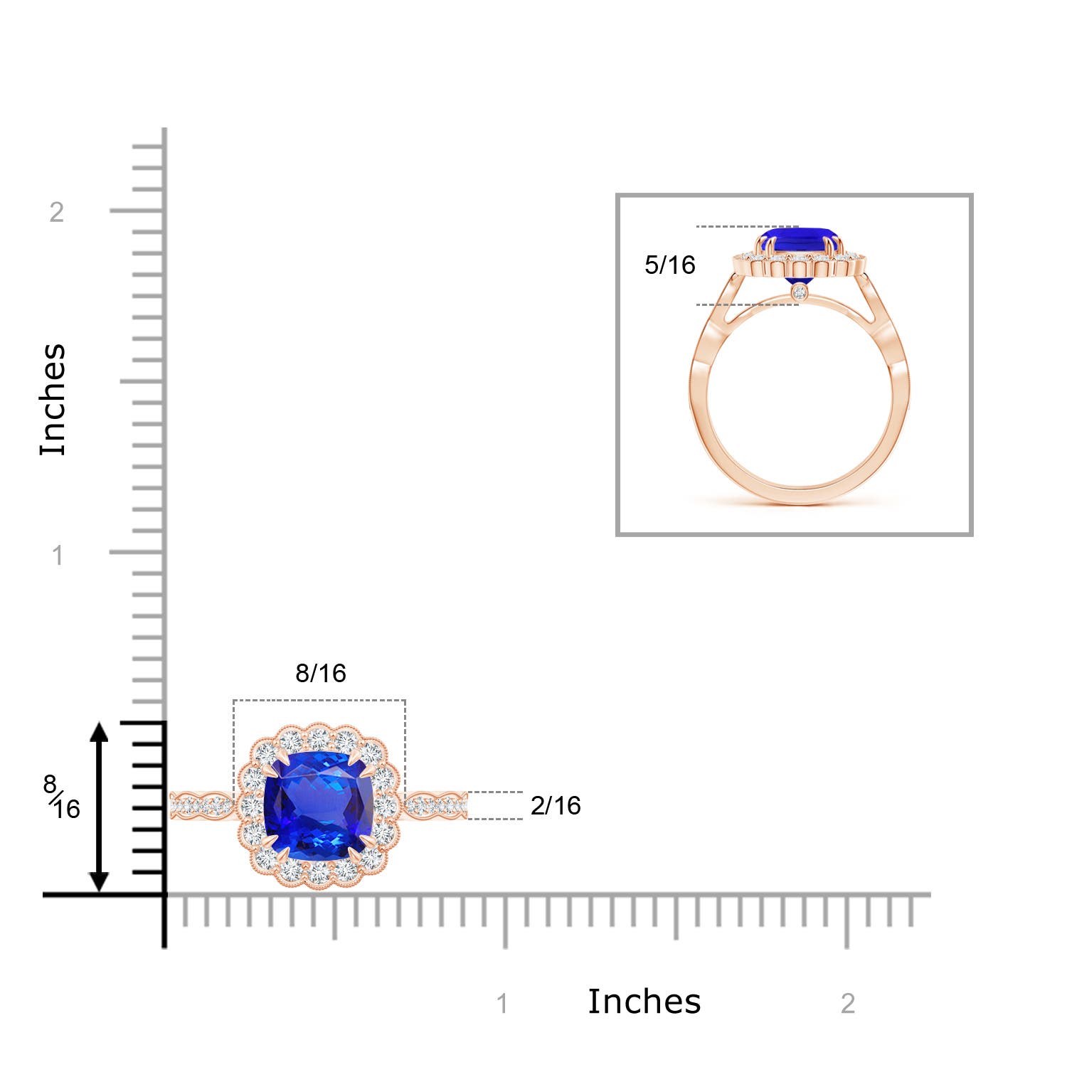 AAA - Tanzanite / 2.65 CT / 14 KT Rose Gold