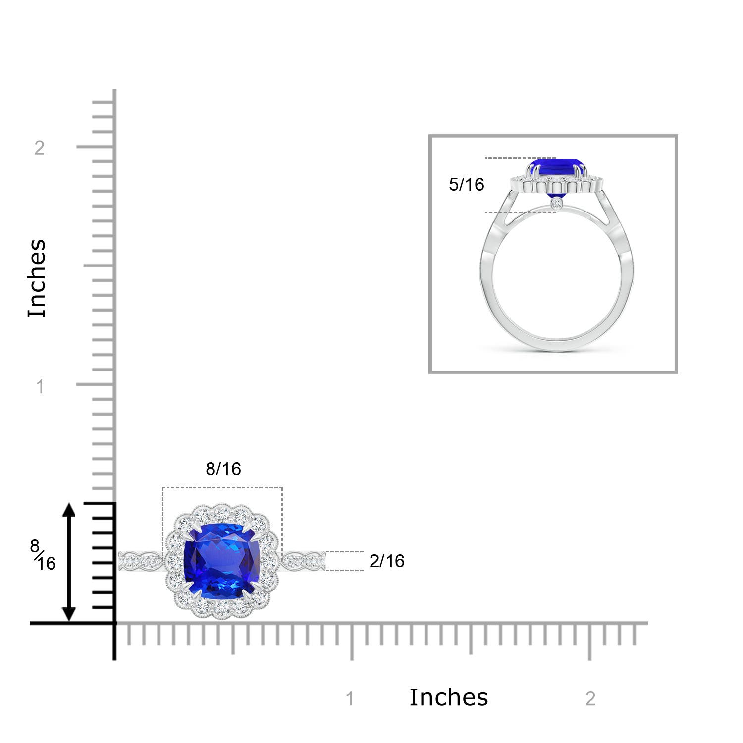 AAA - Tanzanite / 2.65 CT / 14 KT White Gold