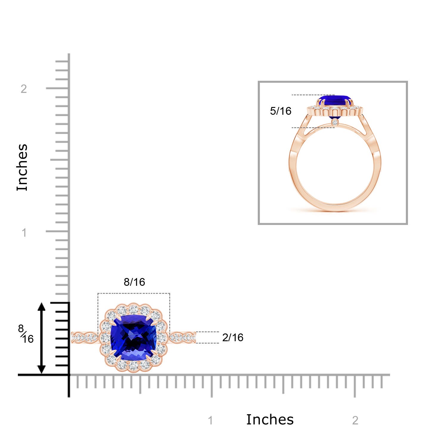 AAAA - Tanzanite / 2.65 CT / 14 KT Rose Gold