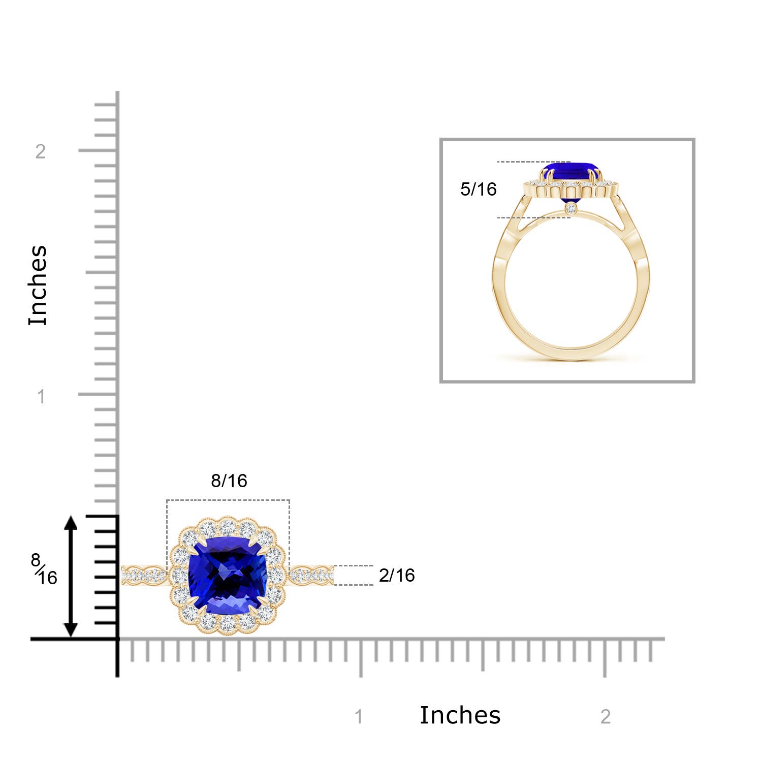 AAAA - Tanzanite / 2.65 CT / 14 KT Yellow Gold