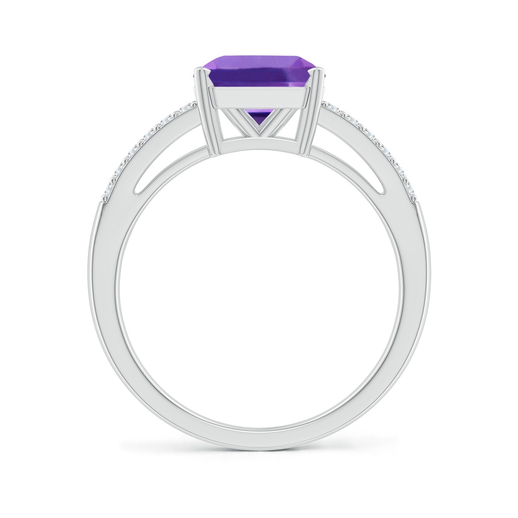 8mm AAA Solitaire Emerald-Cut Amethyst Split Shank Ring in P950 Platinum Product Image
