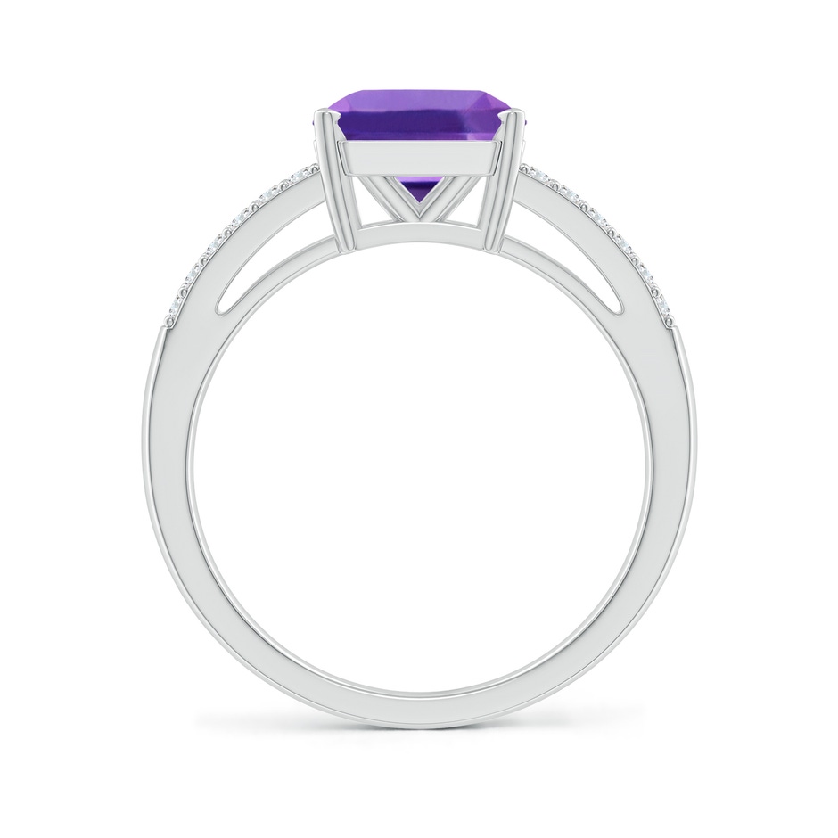 8mm AAA Solitaire Emerald-Cut Amethyst Split Shank Ring in P950 Platinum Product Image