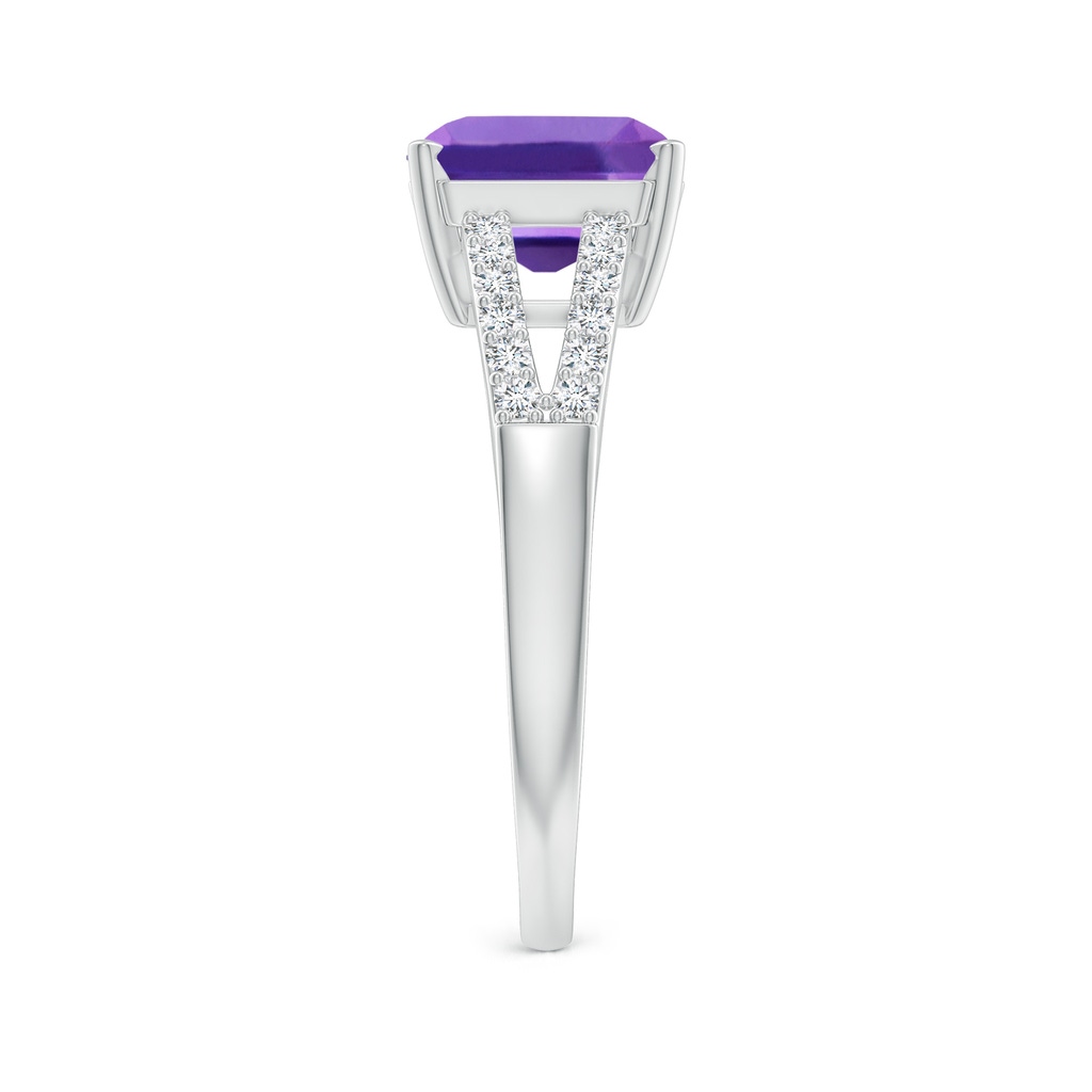 8mm AAA Solitaire Emerald-Cut Amethyst Split Shank Ring in P950 Platinum Product Image
