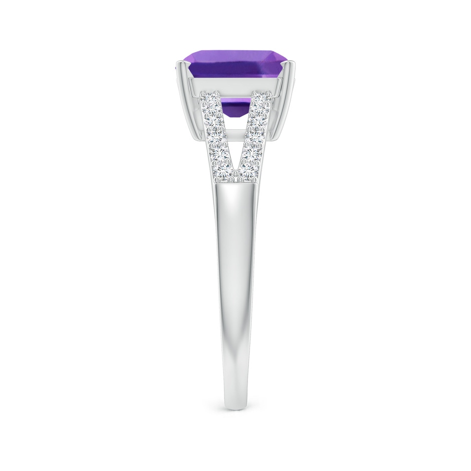 8mm AAA Solitaire Emerald-Cut Amethyst Split Shank Ring in White Gold side 299