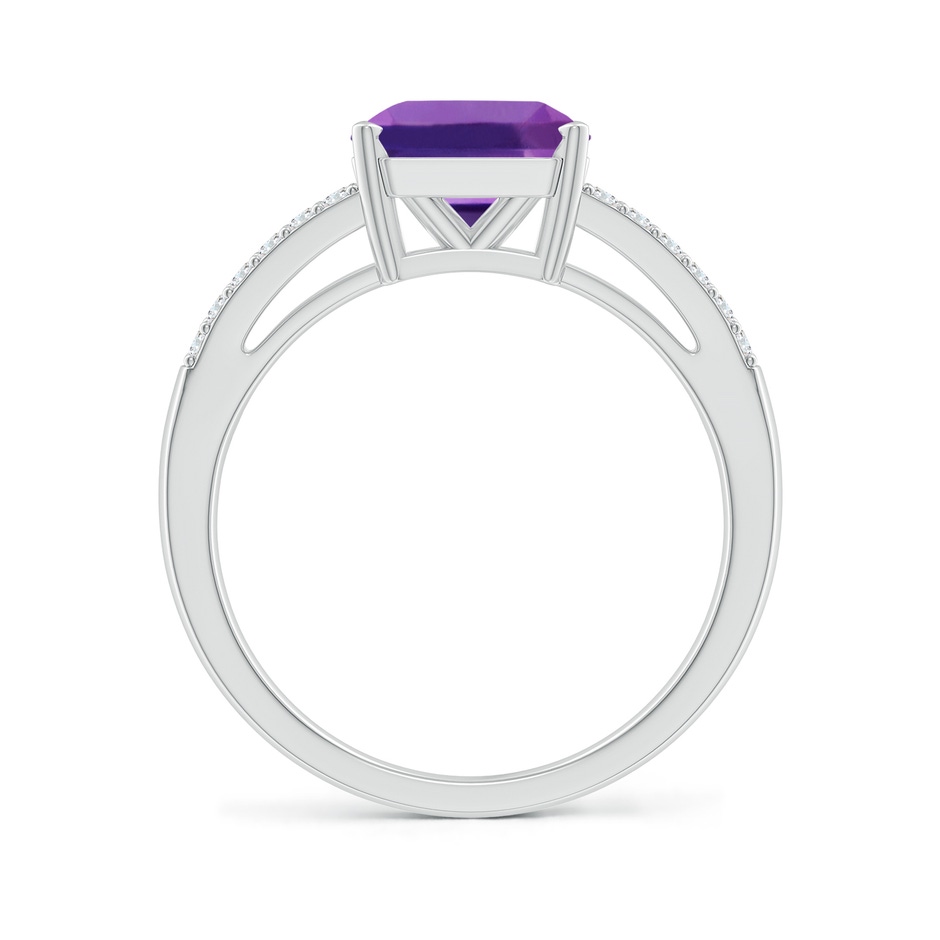 8mm AAAA Solitaire Emerald-Cut Amethyst Split Shank Ring in White Gold side-1